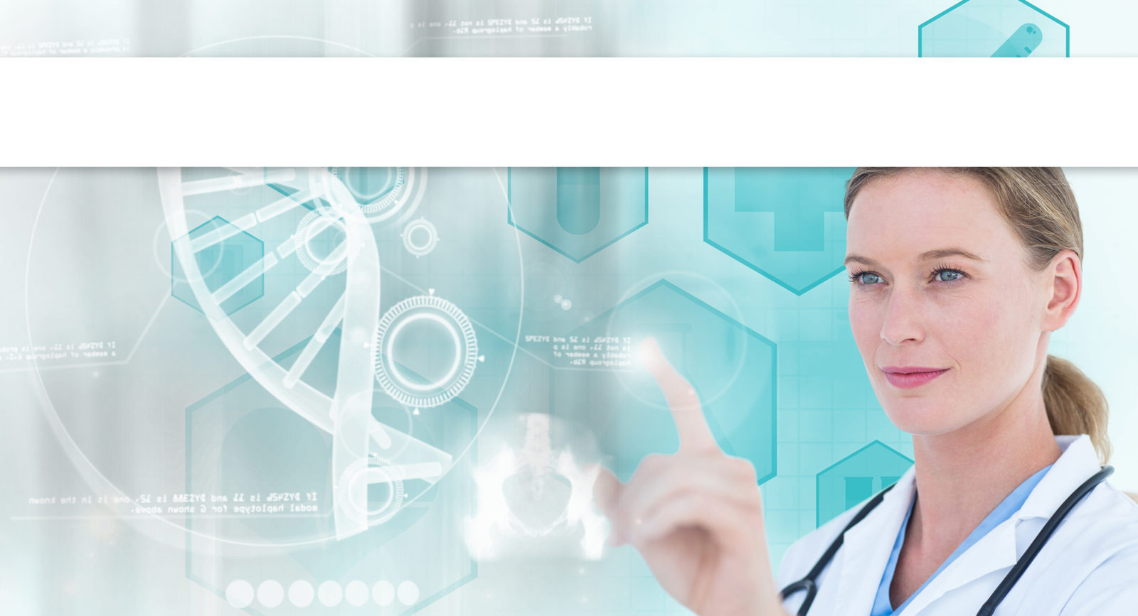 Medical professional using touchscreen with DNA