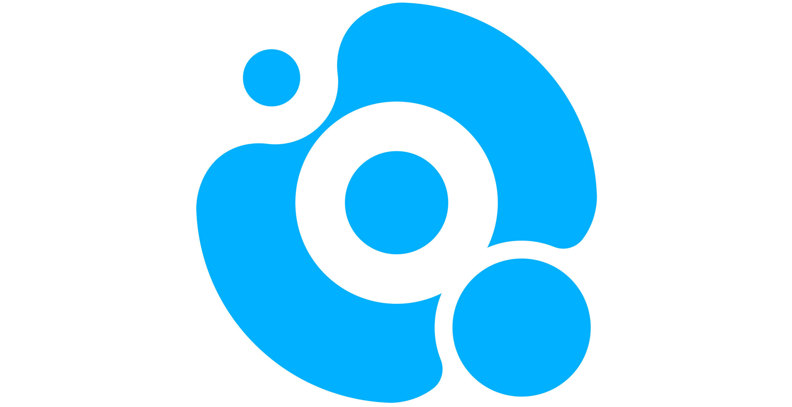 A blue circle with three circles on it.